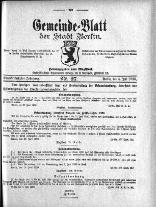 1920,27: Nr. 27, 4. Juli 1920