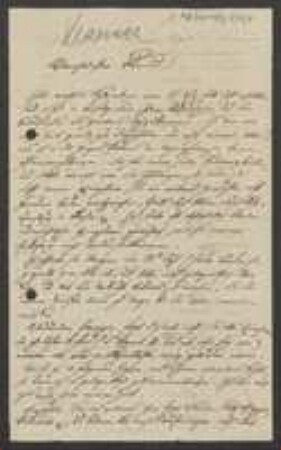 Brief von Carl Philipp Kraemer an Unbekannt