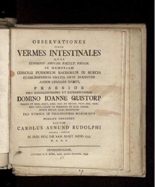 Observationes circa vermes intestinales