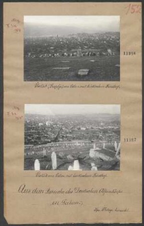 Üsküb (Skopje) von Osten mit türkischem Friedhof