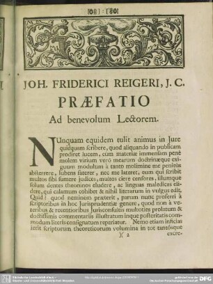 Praefatio Ad benevolum Lectorem