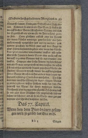Das 77. Capitel. Wenn bey dem Bier-bräuen gesungen wird / so geräth das Bier wohl.