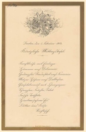 Menükarte : Königliche Mittagstafel