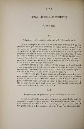 Sulla proiezione centrale.
