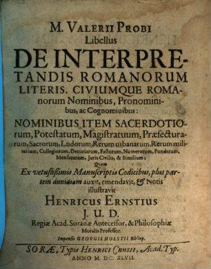 Libellus de interpretandis Romanorum literis