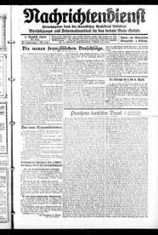 Nachrichtendienst : Berichtigungs- und Informationsblatt für das besetzte Ruhr-Gebiet : herausgegeben durch den französischen Pressedienst Düsseldorf