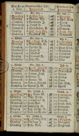 Gregorianischer Kal. Januarius. - December, oder Christmonat, hat 31 Tage.