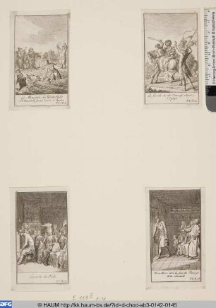 Oben rechts: La famille du Dr. Primrose allant a l´Eglise.