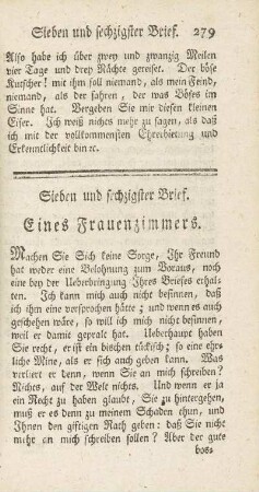 Sieben und sechzigster Brief. Eines Frauenzimmers