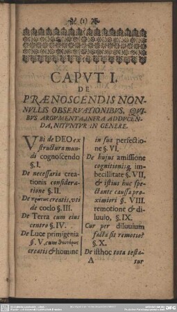 Caput I. De Praenoscendis Nonnullis Observationibus, Quibus Argumenta, Infra Adducenda, Intuntur In Genere