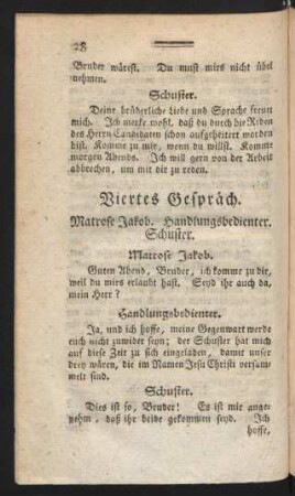 Viertes Gespräch. Matrose Jakob. Handlungsbedienter. Schuster.
