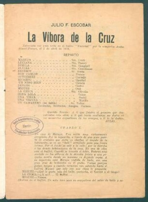 1919003902: La vibora de la cruz