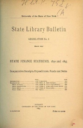 State Library bulletin. Legislation. 8. 1897 (1890/95)