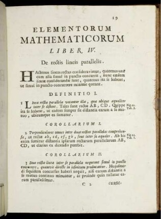 Liber IV. De rectis lineis parallelis.