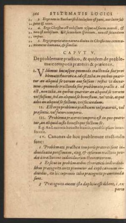 Caput V. De problemate practico, & quidem de problemate temporis praeteriti & praesentis.