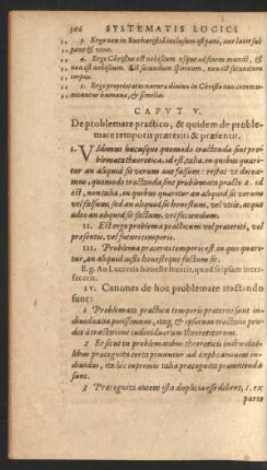 Caput V. De problemate practico, & quidem de problemate temporis praeteriti & praesentis.