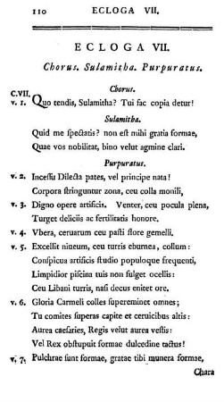Ecloga VII. Chorus. Sulamitha. Purpuratus.