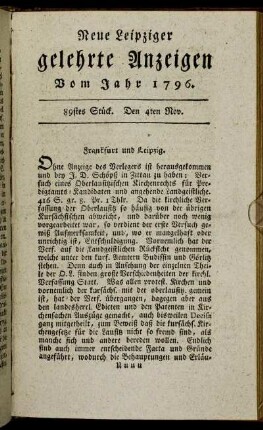 89stes Stück. Den 4ten Nov.