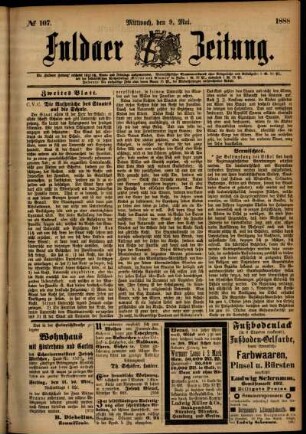 Zweite Ausgabe vom Mittwoch, den 09. Mai 1888.