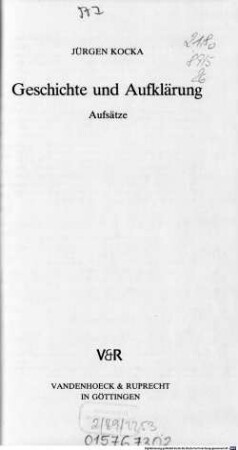 Geschichte und Aufklärung : Aufsätze