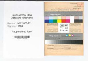 Entnazifizierung Josef Hauptmanns, geb. 25.06.1909 (Verw.Gehilfe)