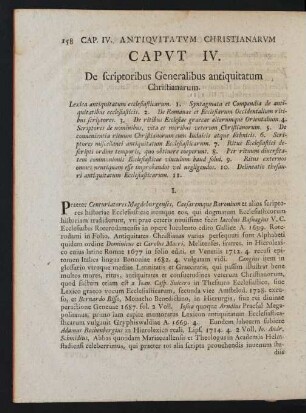 Caput IV. De scriptoribus Generalibus antiquitatum Christianarum