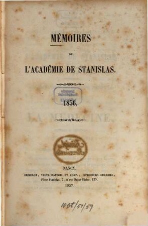Mémoires de l'Académie de Stanislas, 1856
