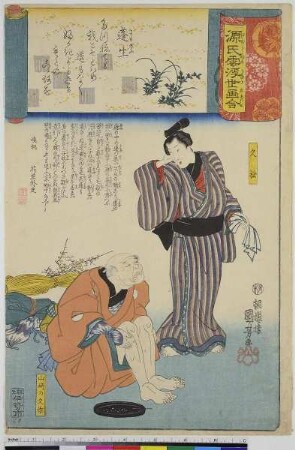Yomogiu, Blatt 15 aus der Serie: Genji Wolken zusammen mit Ukiyo-e