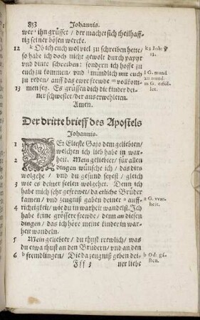 Der dritte brieff des Apostels Johannis.