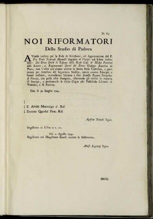 Noi Riformatori Dello Studio di Padova
