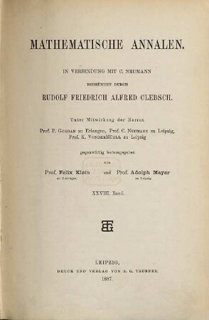 Mathematische Annalen. 28. 1887