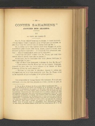 Contes Sahariens (Contes des Arabes).