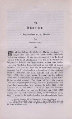 1. Begräbnisse zu St. Martin.