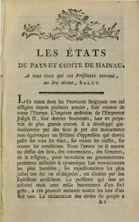Manifeste du pays et comté de Hainau