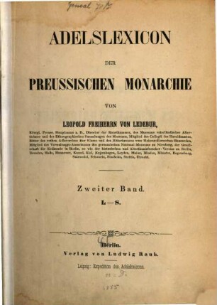 Adelslexicon der preussischen Monarchie, 2. L - S