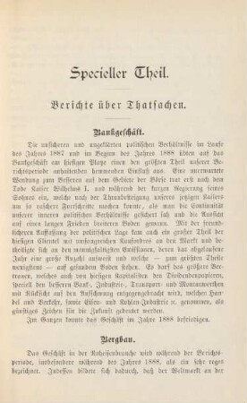 Berichte über Thatsachen.