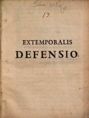 Extemporalis defensio ... adversus satiram Francisci Dumonstier