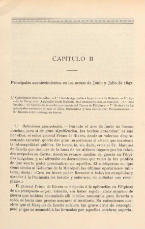 Capítulo II. Principales acontecimientos en los meses de Junio y Julio de 1897