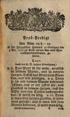 Philipp David Burks ... Casualpredigten auf den wahren Verstand und heilsamen Gebrauch zerschiedener biblischen Texte A. und N. Test. : zur gründlichen Erbauung aufmerksamer Christen ...