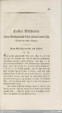 Erster Abschnitt. Vom Gleichgewicht fester Körper unter sich