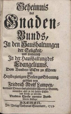 Geheimniß des Gnaden-Bunds. Theil 4. Bd. 2.