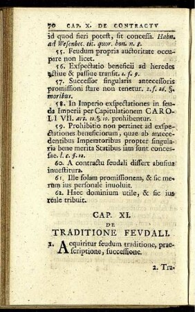 Cap. XI. De traditione feudali.