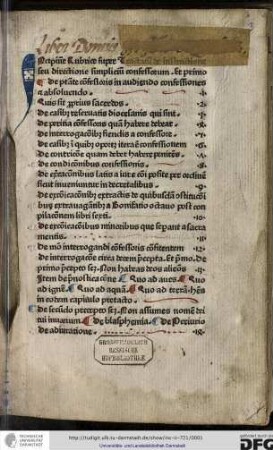 Incipiunt rubrice super tractatum de instructione seu directione simplicium confessorum.