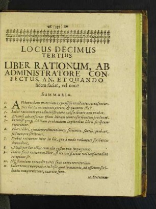 Locus Decimus Tertius. Liber Rationum, Ab Administratore Confectus, ...