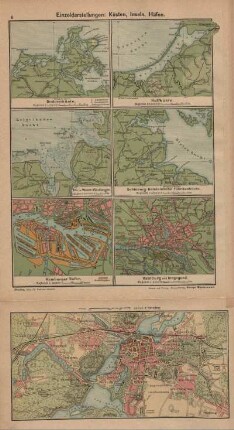 Einzeldarstellungen: Küsten, Inseln, Häfen (Boddenküste, Haffküste, Elb- u. Weser-Mündungen, Schleswig-Holsteinische Föhrdenküste, Hamburger Hafen, Hamburg und Umgegend)