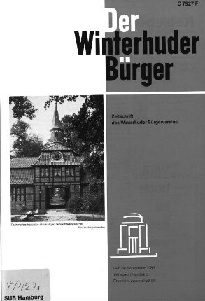 Heft IV / September 1985 : Zeitschrift des Winterhuder Bürgervereins