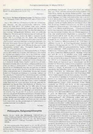 211-213 [Rezension] Kessler, Michael, Kritik aller Offenbarung