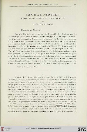 2: Rapport à M. Jules Ferry, ministre de l'instruction publique sur une mission en Italie, [1]