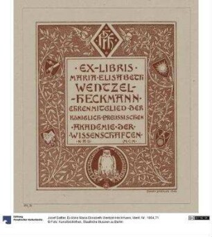 Ex libris Maria Elisabeth Wentzel-Heckmann