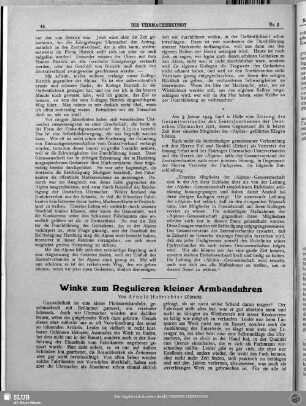 Winke zum Regulieren kleiner Armbanduhren